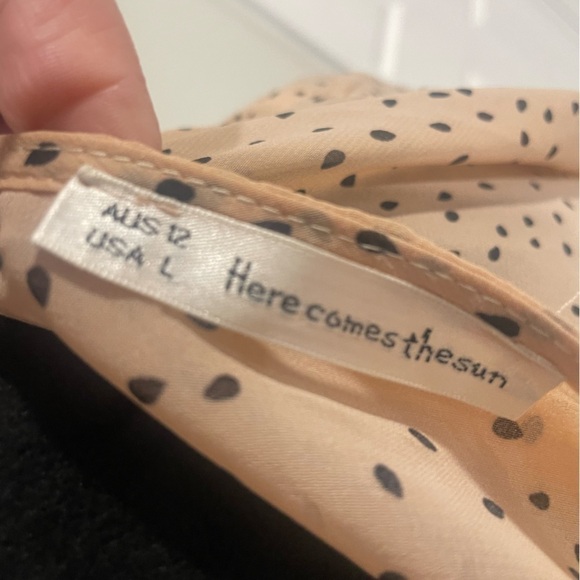 Here Comes the Sun Polka Dot flowy mini semi formal pink Dress- Size L - Picture 7 of 12